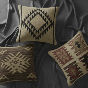 Handwoven Kilim Cushion Covers (Set of 3) - Tribal Geometric Pillow, 18x18 Cotton