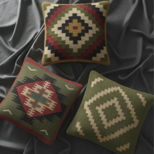 Set of 3 Handwoven Kilim Pillow Covers: Boho Jute Cushions 18x18