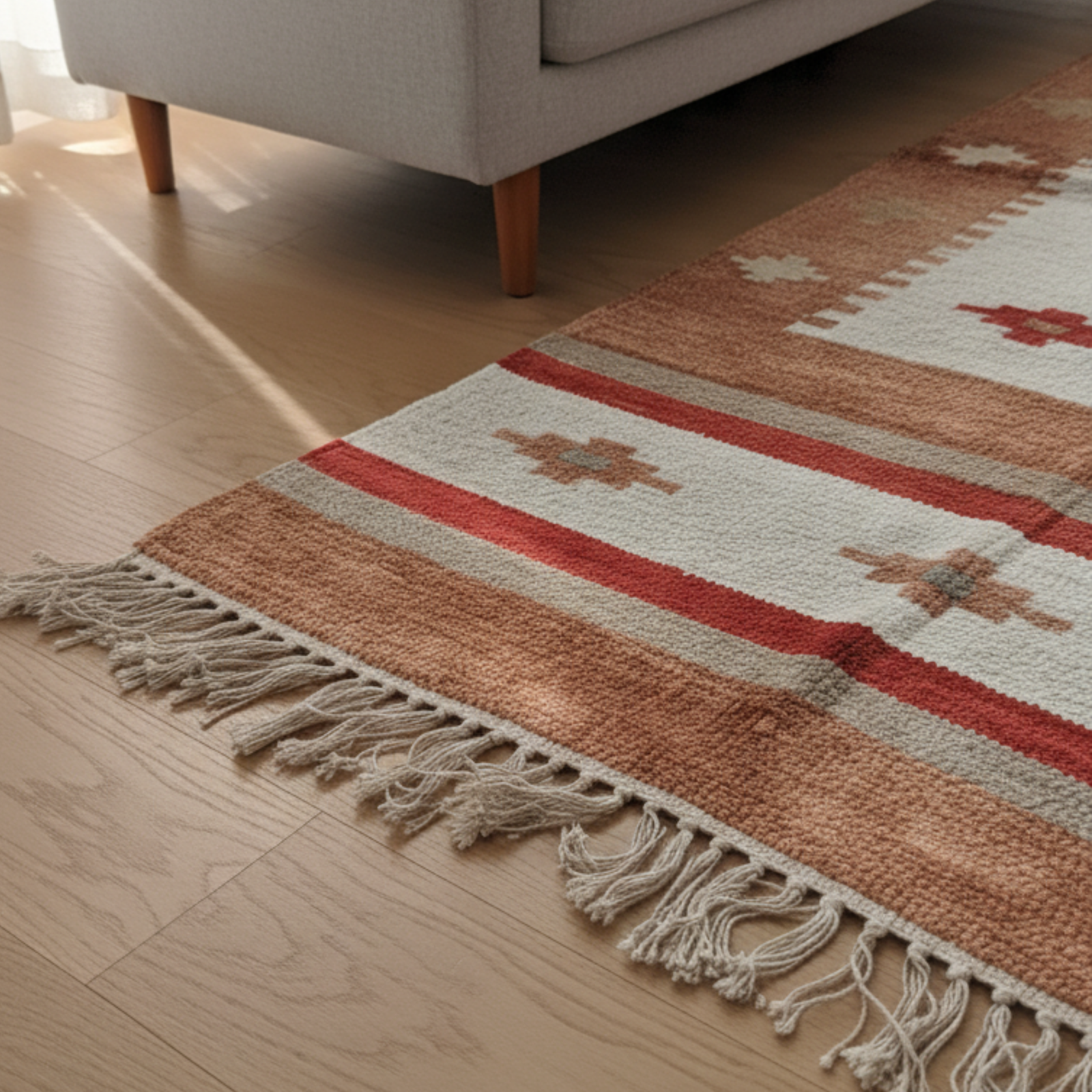 Handmade Southwestern Rug: Cotton Boho Accent Rug - 3x5 ft Rugs for Living Room - Image 2