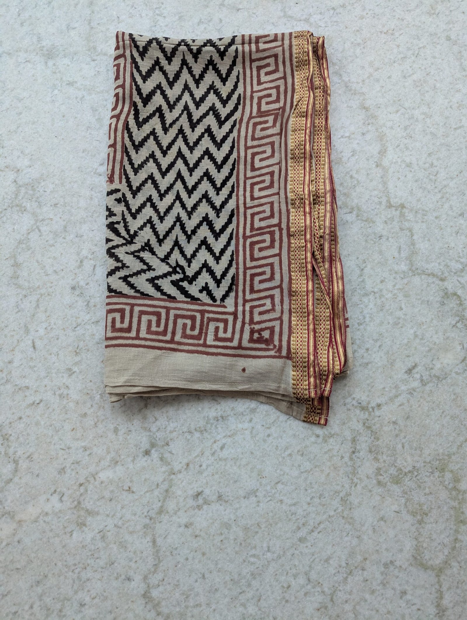 Handmade Cotton Block Print Sarong: Brown & Black Boho Beach Cover-Up - Image 6