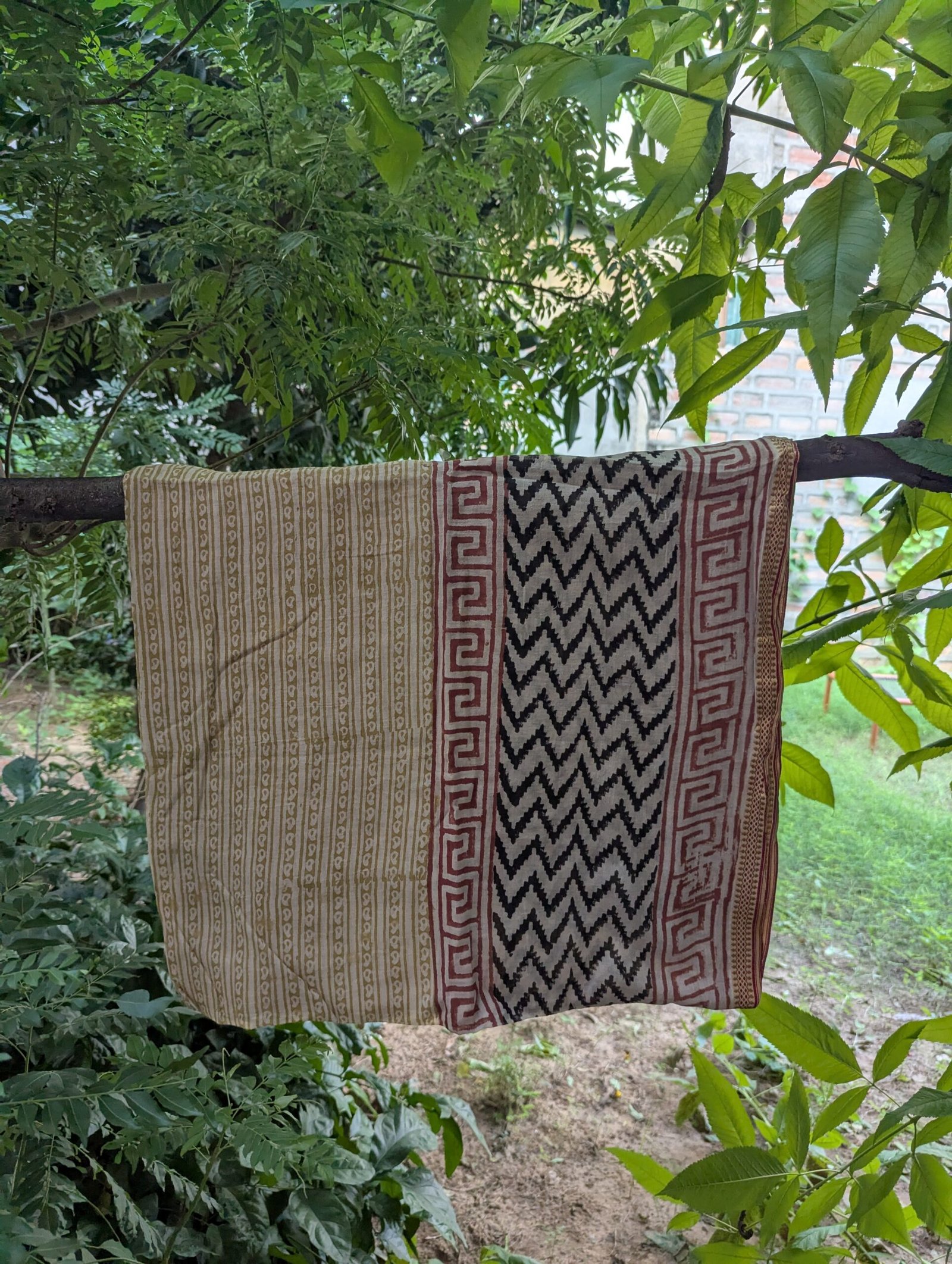 Handmade Cotton Block Print Sarong: Brown & Black Boho Beach Cover-Up - Image 5