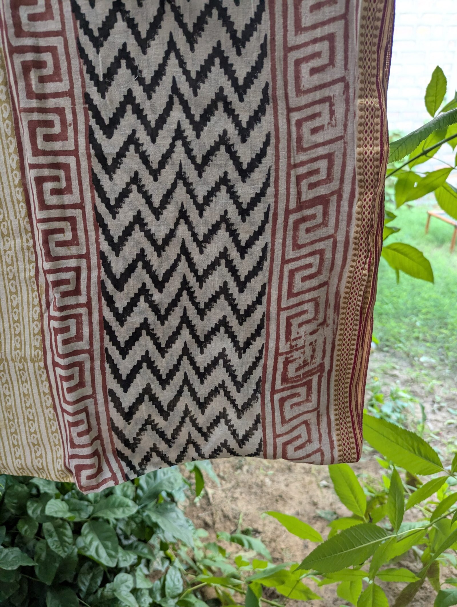 Handmade Cotton Block Print Sarong: Brown & Black Boho Beach Cover-Up - Image 3