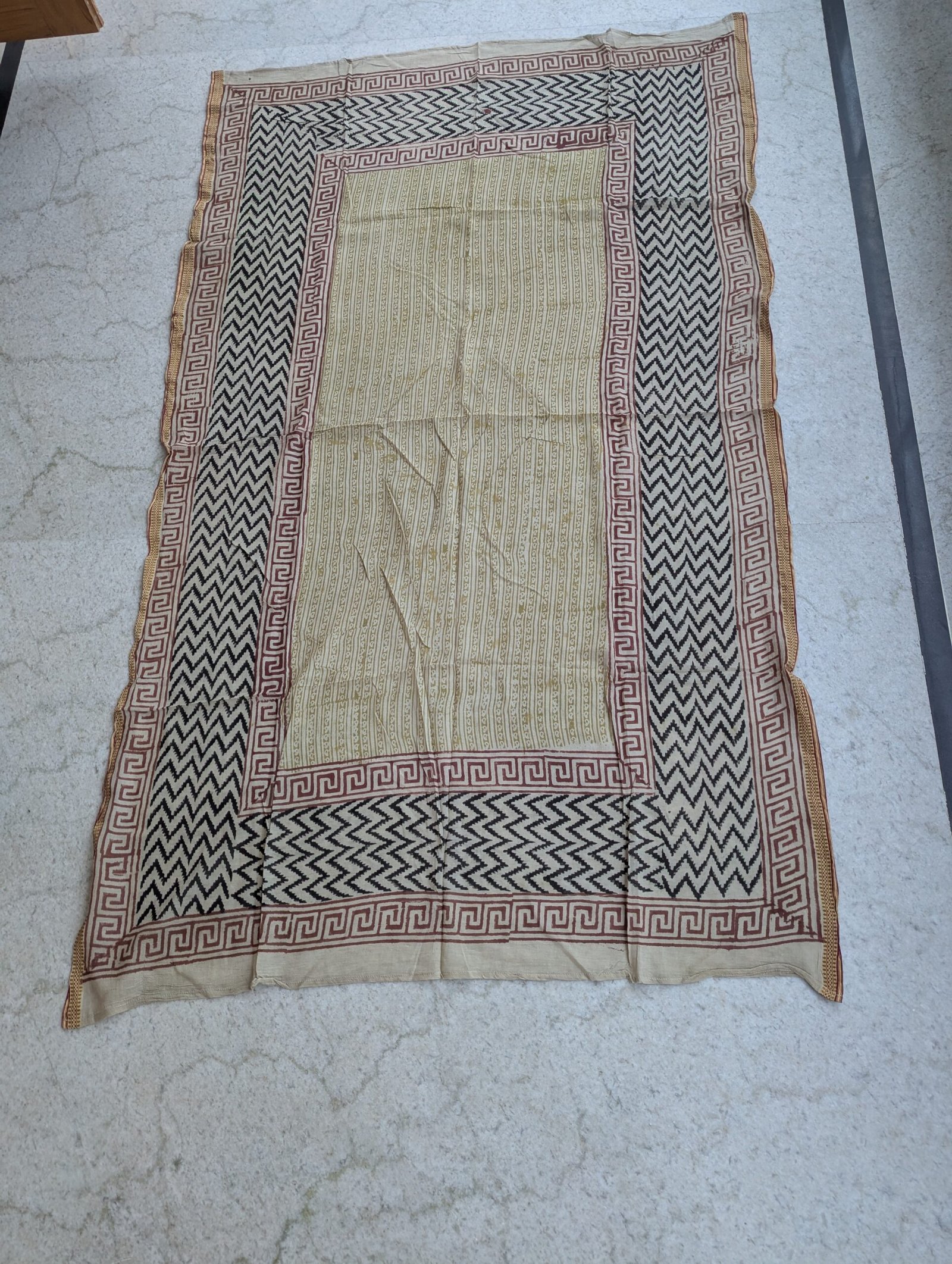 Handmade Cotton Block Print Sarong: Brown & Black Boho Beach Cover-Up - Image 4