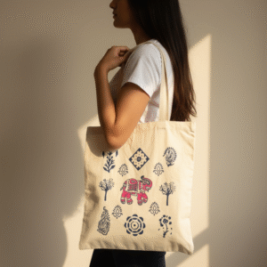 Handblock Printed Cotton Tote Bags | Eco-Friendly Canvas Tote | Reusable Shopping & Everyday Bag | 14x16 Inch