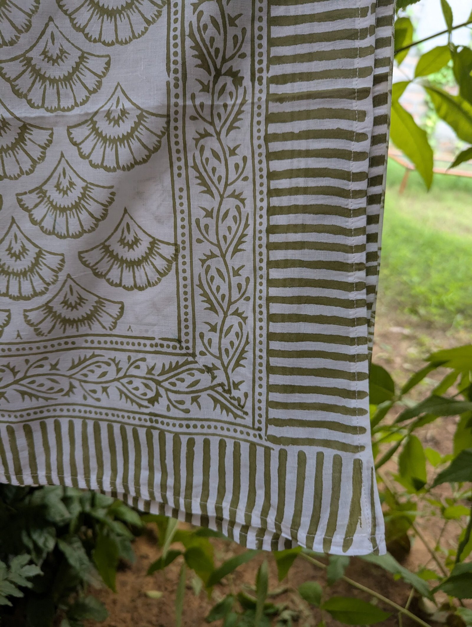 Hand Block Print Cotton Sarong: Fan Leaf Beach Wrap, Boho Scarf - Image 3