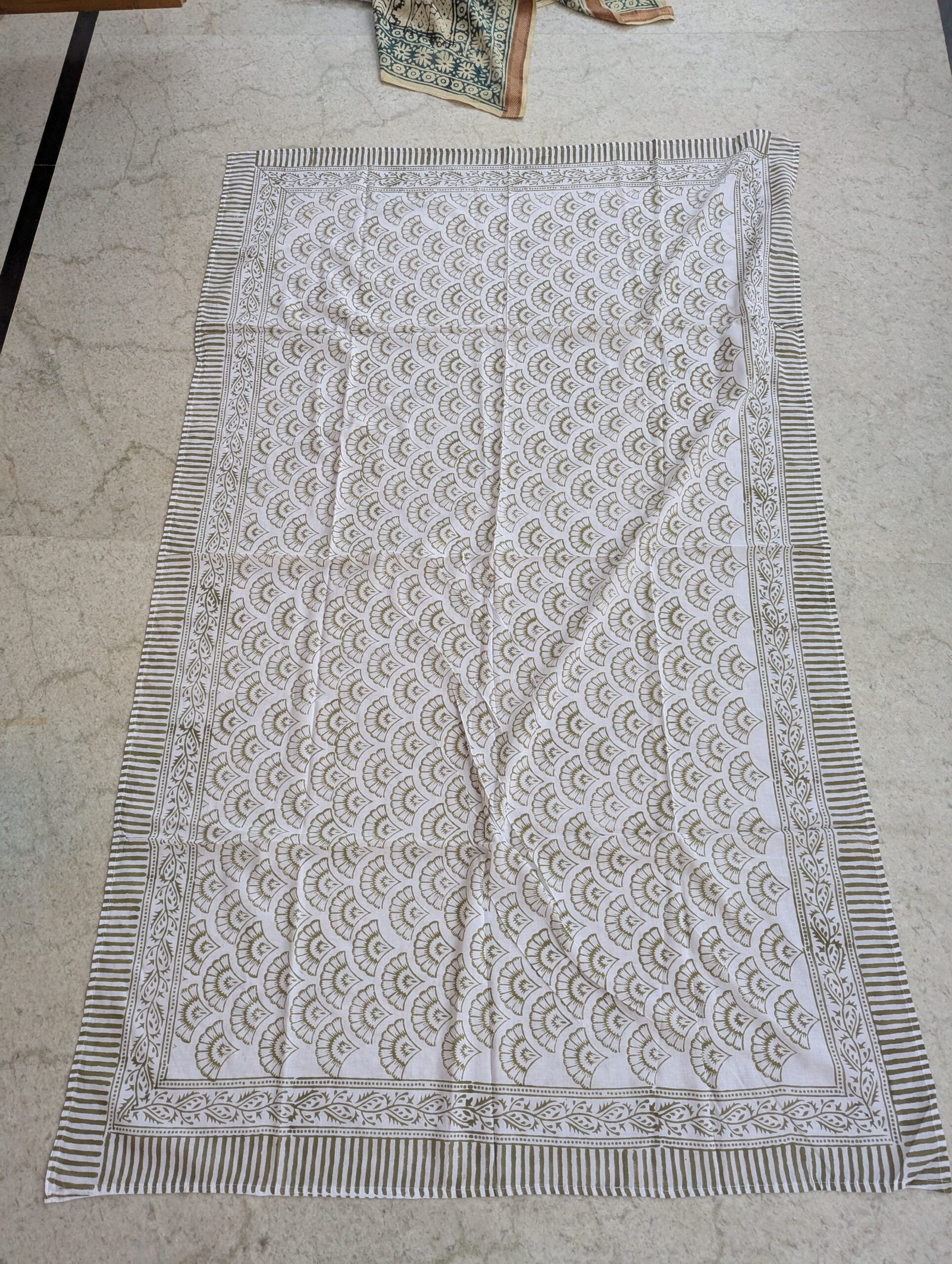 Hand Block Print Cotton Sarong: Fan Leaf Beach Wrap, Boho Scarf - Image 2