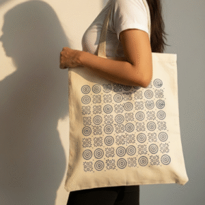 Indigo Dot Mandala Block Print Tote Bag | Handcrafted Cotton Canvas Shoulder Bag | Eco-Friendly Reusable Market Tote