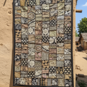 Handcrafted Vintage Embroidered Patchwork Wall Hanging (40*60 In) | Black Brocade Tapestry | Traditional Indian Textile Art