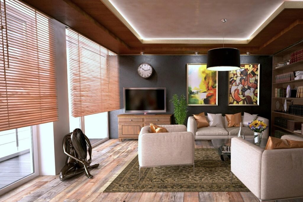 Inviting living room interior featuring modern design with cozy furnishings and stylish decor.